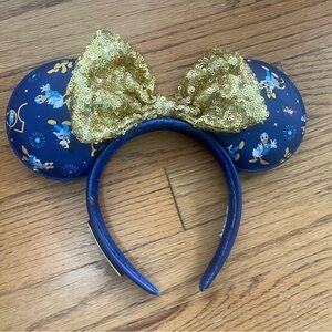 Disney Parks Minnie Mouse Ears celebrating 50th Anniversary- Gold sequence Bow